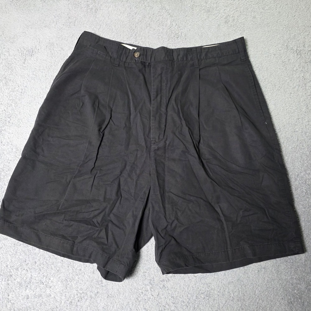 Chaps Ralph Lauren Mens 36 34x9 Golf Shorts Black Pleated Cotton Chino 9 Inseam